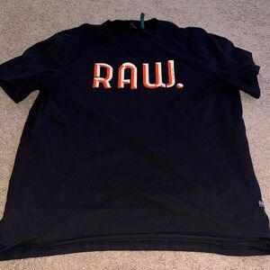 G-Star Black Tee with Bold Orange Print